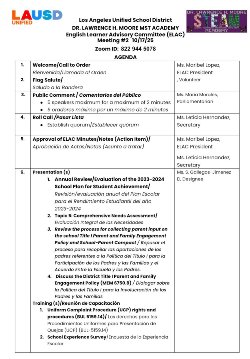 agenda ELAC